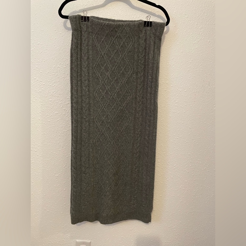 Lauren Ralph Lauren Womens Cashmere Blend Cable Knit Maxi Pencil Skirt Gray S